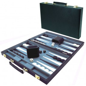 Backgammonkoffer 46 cm. Zwart Effen