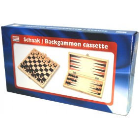Schaak-/Backgammon klapcassette 29cm.
