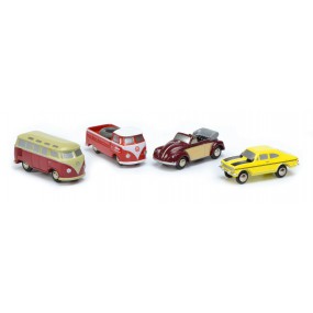 Piccolo set (VW T1, Kever, T1 prit, Opel Manta) (35%) 1:90 Schuco