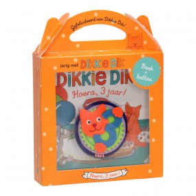 Jarig met Dikkie Dik Hoera 3 jaar! boek en button