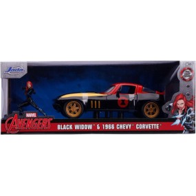 MARVEL - Avengers Auto Diecast Black Widow 1966 Chevy Corvette 1:24