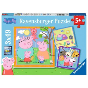 Peppa Pig Familie en vrienden 3x49 stukjes Ravensburger