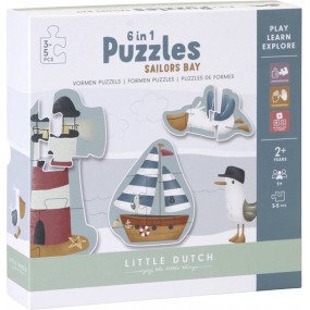 6 in 1 vormen Puzzel Sailors Bay - Little Dutch